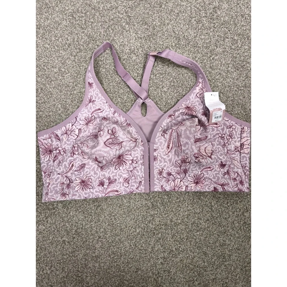 Cacique‎ Floral Wireless Bra 46D Mauve Purple Full Coverage NWT